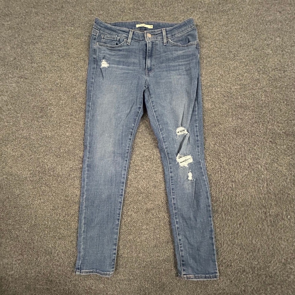 Levi's Jeans Womens Size 29 Blue 711 Skinny Distressed Denim Mid Rise Stretch